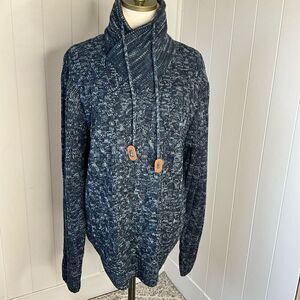 The Slope Mens Size Large Funnel Neck Sweater Blue Faux Fur Long Sleeve